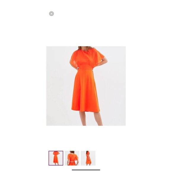 Zara Size Small Orange Cotton Open Back Dress Boho Contemporary Gauze - Picture 3 of 14